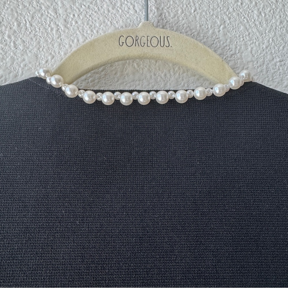 *SOLD* 
Sandro Black Faux Pearl Beaded Sorbonne Cardigan Size Small - Picture 9 of 12